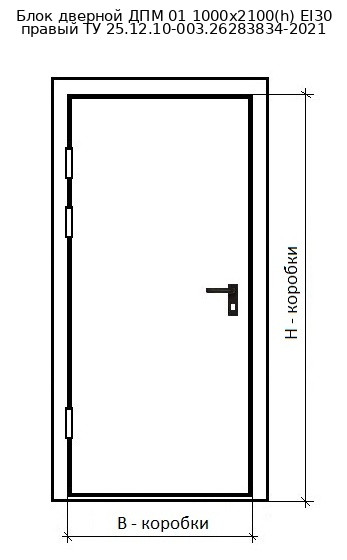 Блок дверной ДПМ 01 1000х2100(h) EI30 правый ТУ 25.12.10-003.26283834-2021